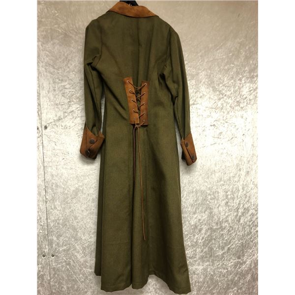 Duster Coat - Green with Tan