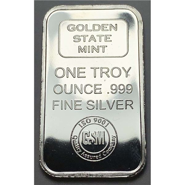 Golden State Mint 1 ozt .999 Silver Bar