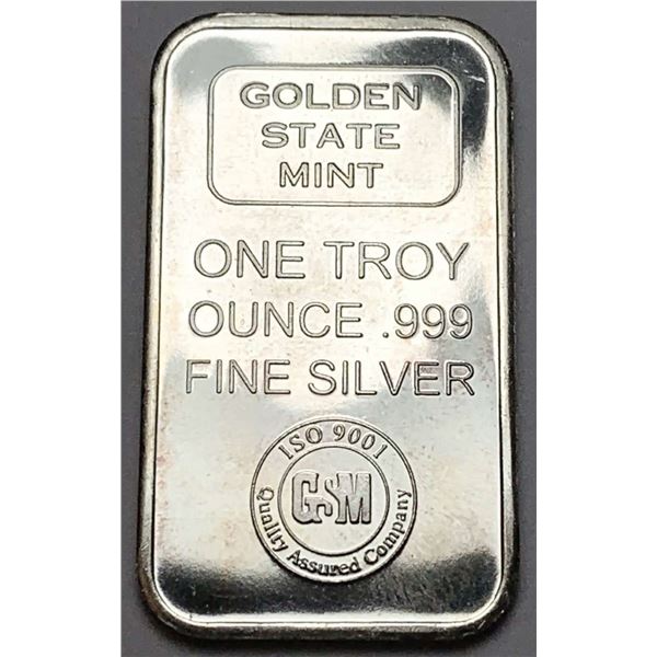 Golden State Mint 1 ozt .999 Silver Bar