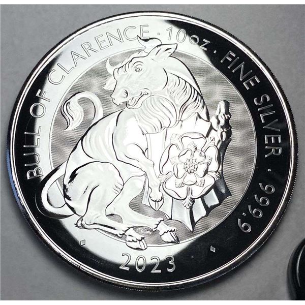 2023 Royal Tudor Beasts "Bull Of Clarence" 10 ozt .9999 Silver
