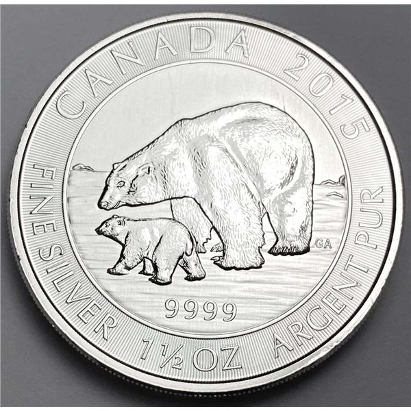 2015 Canada $8 Polar Bears 1.5 ozt .9999 Silver