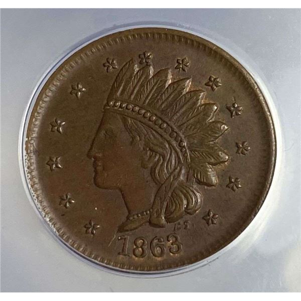 1863 Patriotic Civil War Token ANACS AU58