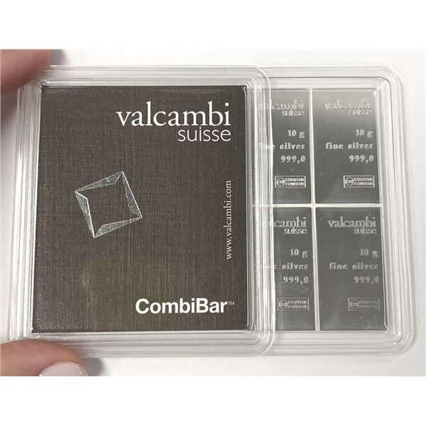 Valcambi Suisse CombiBar 10x10g .999 Silver Bar