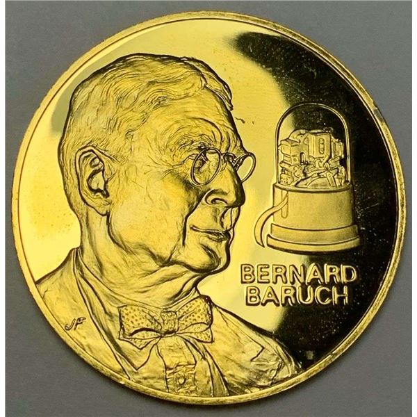 1776-1976 The Greatest Men Of American Business "Bernard Baruch" 24k Gold Plated On Sterling Silver