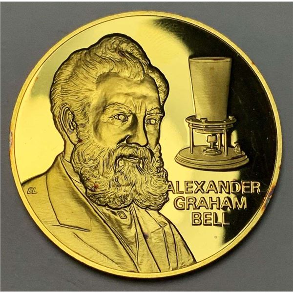 1776-1976 The Greatest Men Of American Business "Alexander Bell" 24k Gold Plated On Sterling Silver