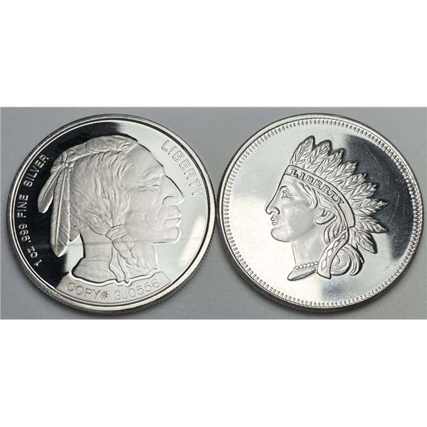 Buffalo / Indian Head Proof 1 ozt .999 Silver (2-coins)