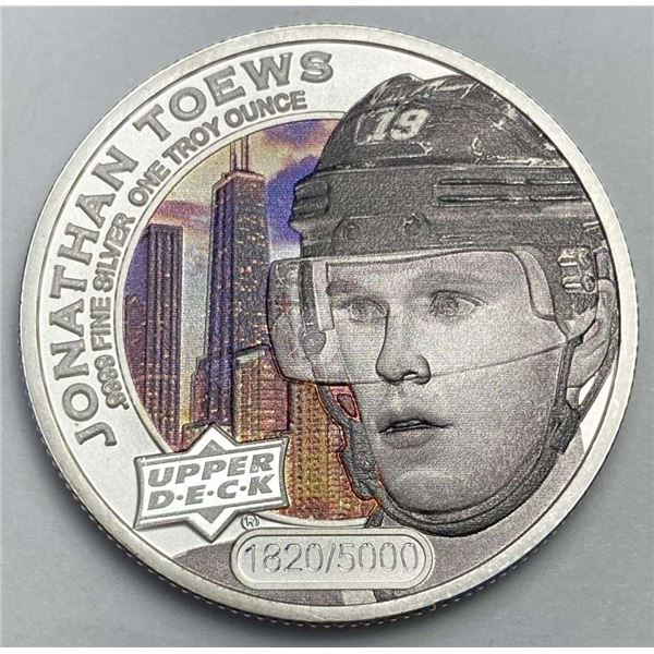Colorized 2017 Cook Islands $5 Upper Deck Jonathan Toews 1 ozt .9999 Silver