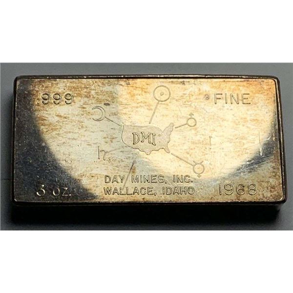 1968 W.H. Foster Day Mines Mining Company 3 ozt .999 Silver Bar