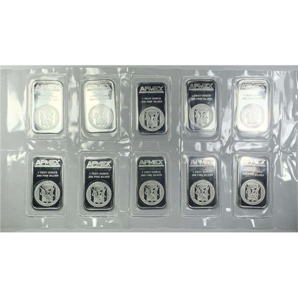 (10) APMEX 1 ozt .999 Silver Bar