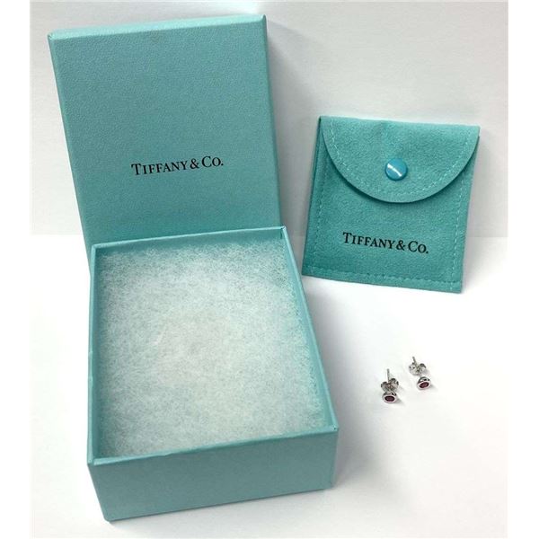 Tiffany & Co. Elsa Peretti Color By The Yard Ruby Stud Earrings .925 Sterling Silver
