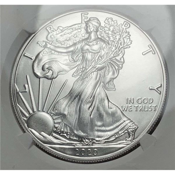 2020(S) American Silver Eagle NGC MS70 First Day Of Issue Magnum Opus