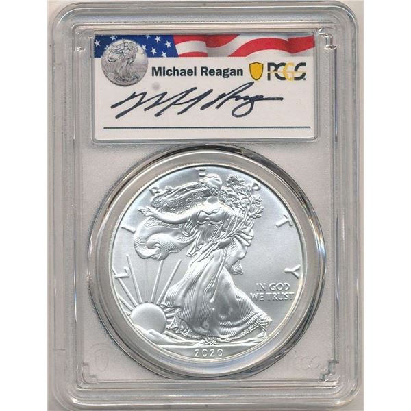 2020(S) American Silver Eagle PCGS MS70 Signed by Michael Reagen