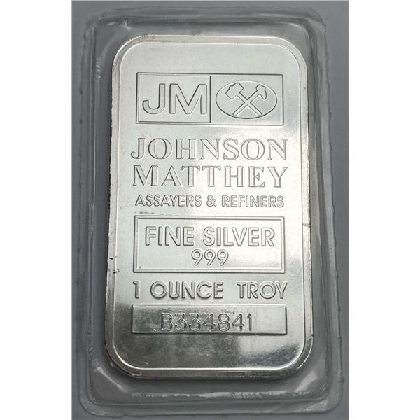 Johnson Matthey Assayers & Refiners 1 ozt .999 Silver Bar