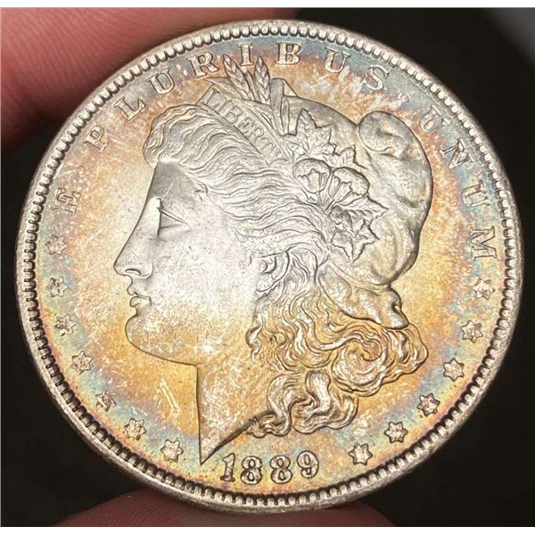 Rainbow 1889 Morgan Silver Dollar MS64