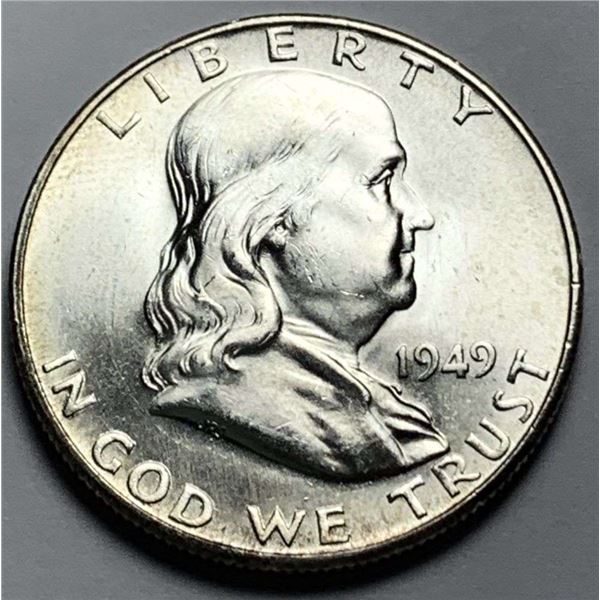 1949-S Franklin Silver Half Dollar MS65