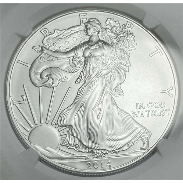 2014 American Silver Eagle NGC MS70 Early Releases Signed By Elizabeth Jones