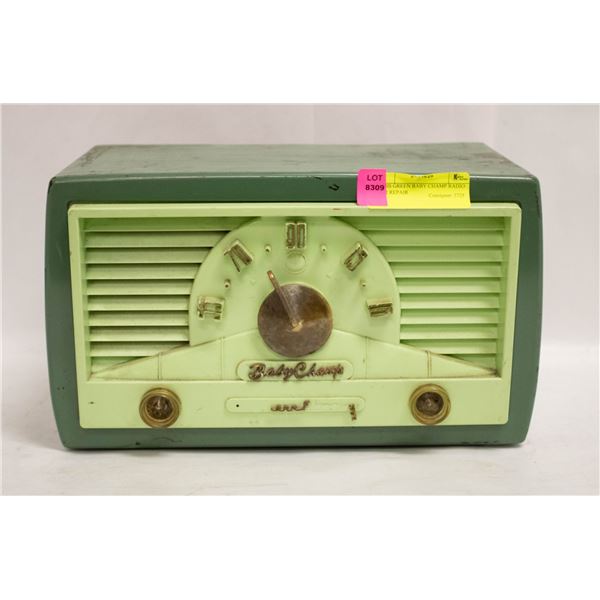 1950S GREEN BABY CHAMP RADIO FOR REPAIR
