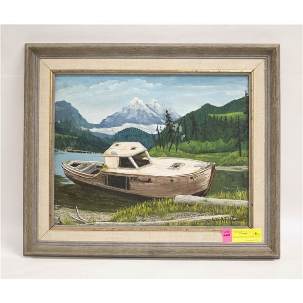 ORIGINAL SIGNED OIL PAINTING OF BOAT