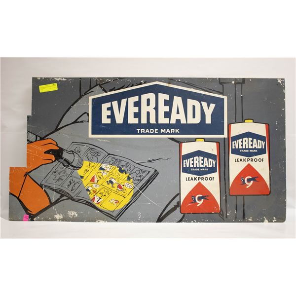 ANTIQUES METAL EVEREADY SIGN TRIMMED