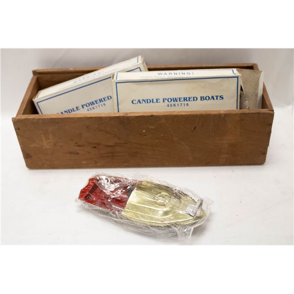 LOT THREE VINTAGE TIN CANDLE POWER BOATS