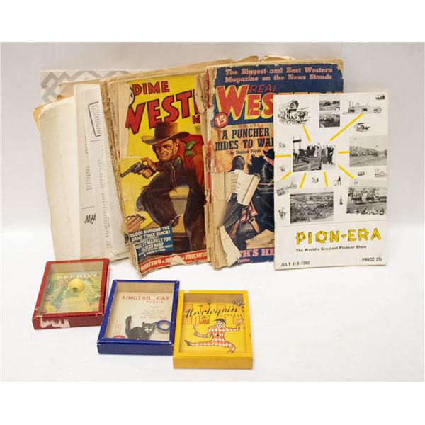 ANTIQUE PUZZLE GAMES AND WESTERN MAGAZINES