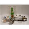 LOT ANTIQUE BOTTLES LAMP ETC