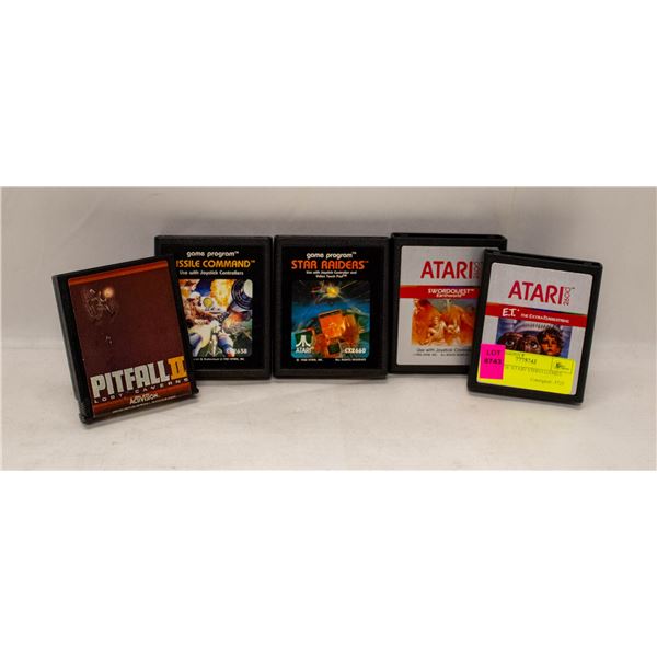 5 VINTAGE ATARI VIDEO GAMES LOOSE