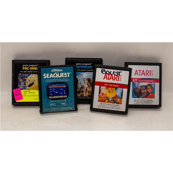 5 VINTAGE ATARI VIDEO GAMES LOOSE