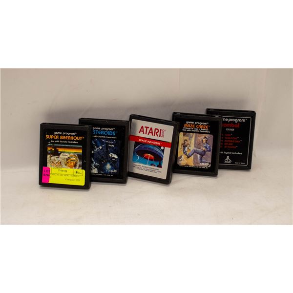 5 VINTAGE ATARI VIDEO GAMES LOOSE