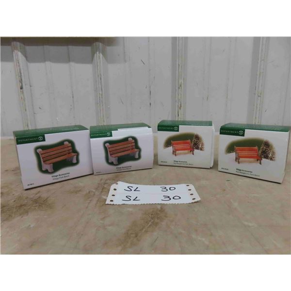 Dept 56 Village Accessories - 4 Park Benches 