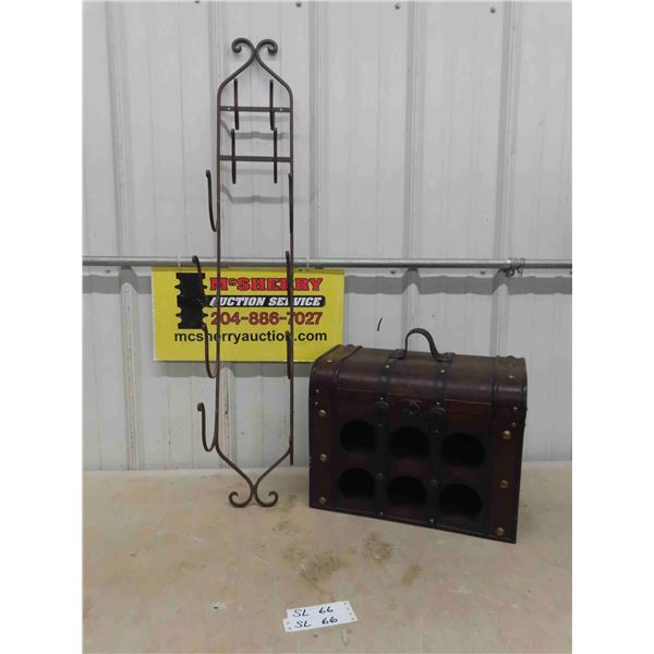 41'' Wrought Iron 6 Bottle Wall Mount Wine Rack , Wooden 