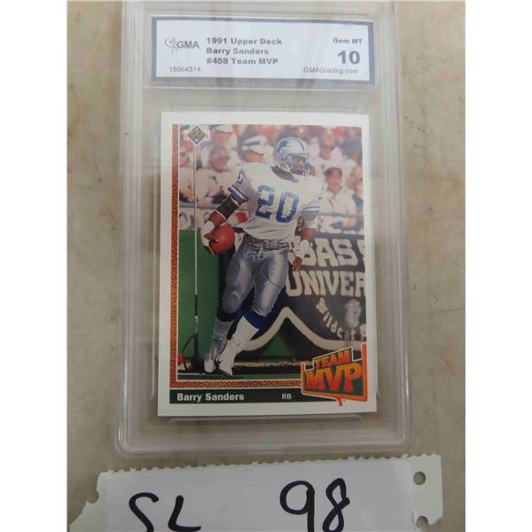 1991 UD Barry Sanders Detroit Lions Team MVP Graded Gem 10