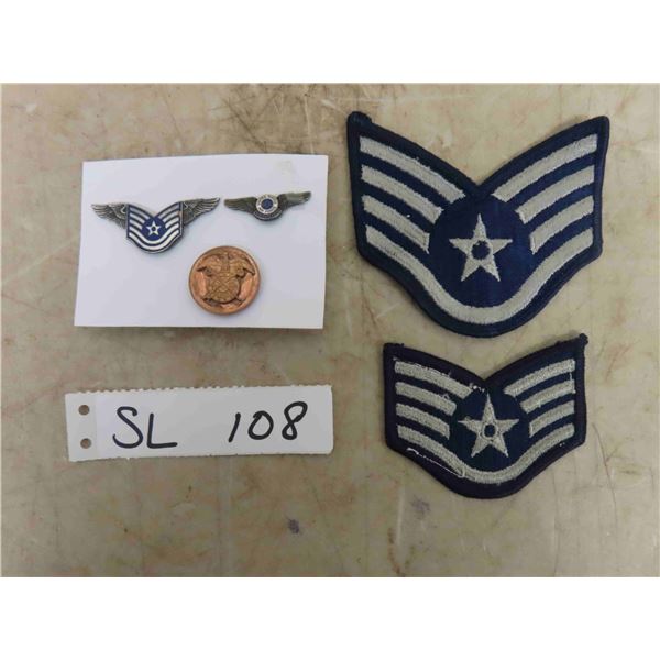 WW2 US Airforce Pins, 2 Airforce Rank Chevrons, WW2 Era 