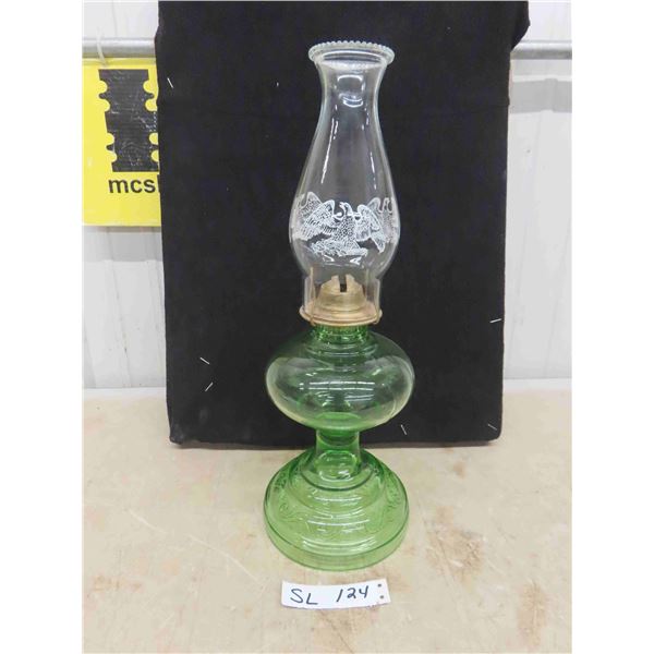 Vintage Kerosene Lantern 18'' Tall -Base Has Light Green Tinge