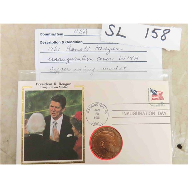 USA President Ronald Reagan Inauguration Medal & First Day Cover 