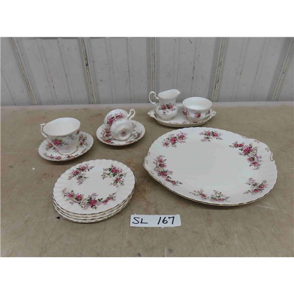 12 Pieces Royal Albert Lavender Rose England Cream, Sugar, Tray, Tea