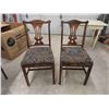 Image 7 : Antique Table with Drawers , 2 Embroidered Wooden Chairs