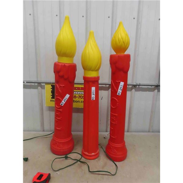 3 Noel Candle Blow Molds 40'' Tall