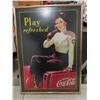 Image 2 : Coca-Cola Brand Sign with Frame 13.5" x 18.5"