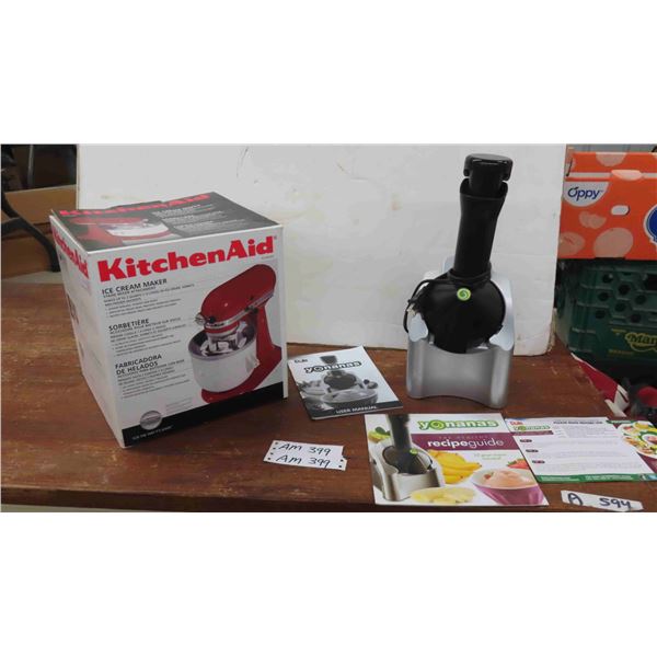 Brand New Items ; Kitchen Aid Ice Cream Maker Stand Mixer Attachment & Yonanas 