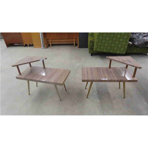 2 Mid Century Step Back End Tables 16" x 25" x 32"