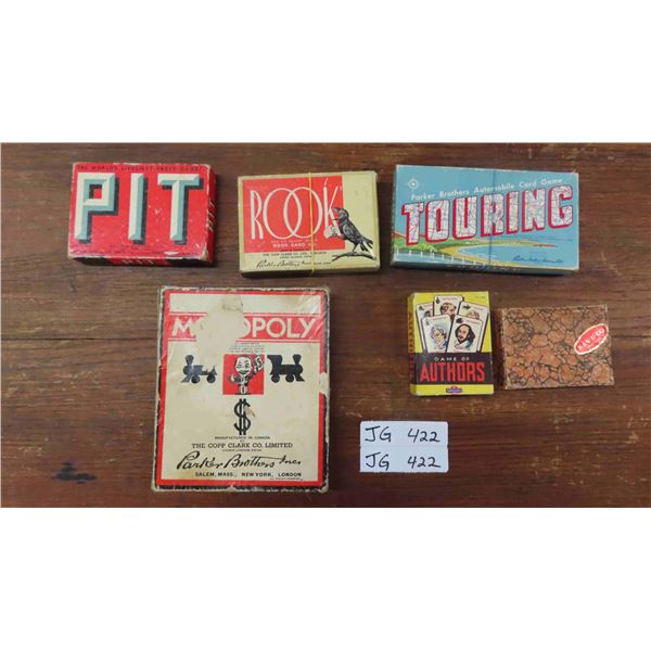 Vintage Monopoly Game Patented 1936 + 5 Old Card Games ; Rook, Touring, Pit, 