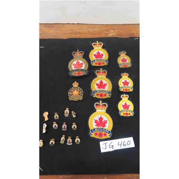 8 Vintage Canadian Legion Patches & 13 Legion Pins