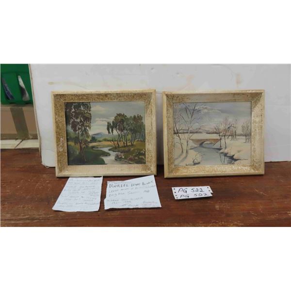 2 Oil Paintings 10" x 12" by Muriel Leary Posnick + History of Painter