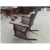 Image 8 : 1800s Oak Rocker with Rare - Spindles on Each Side Go Right Through from Arm Rest to Rocker