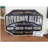 Image 2 : Metal Bathroom Rule Sign 10.5" x 15" & 3D Plastic/ Fiberglass Wanted Housewife