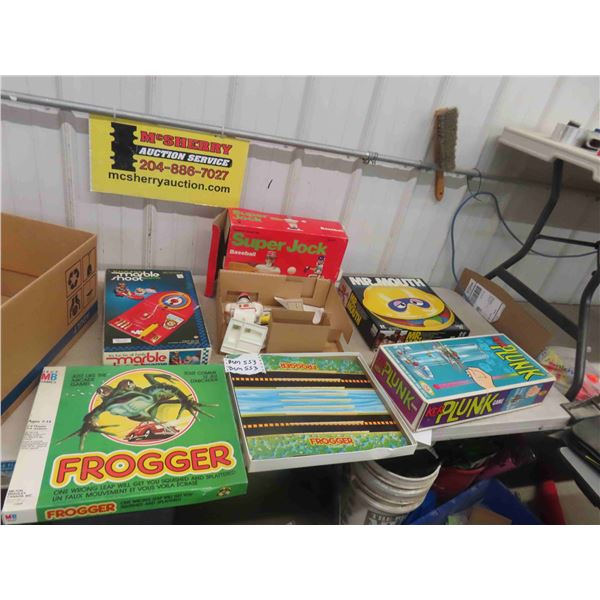 Vintage Board Games ; Super Jack, Frogger, Kerplunk, Mr. Mouse, Marble Shoot