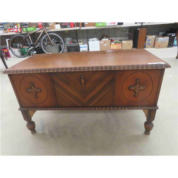 Walnut Cedar Chest with Pie Crust Design 19  x 23  x 40 