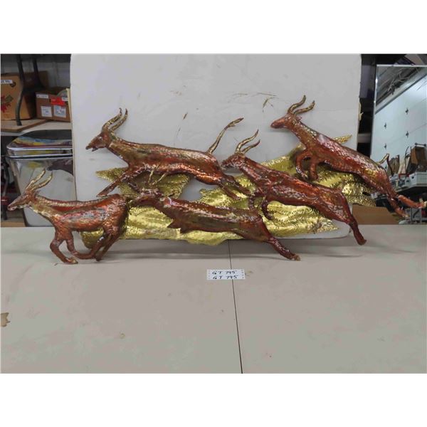 Copper Art Display - Antelopes, 21  x 49 