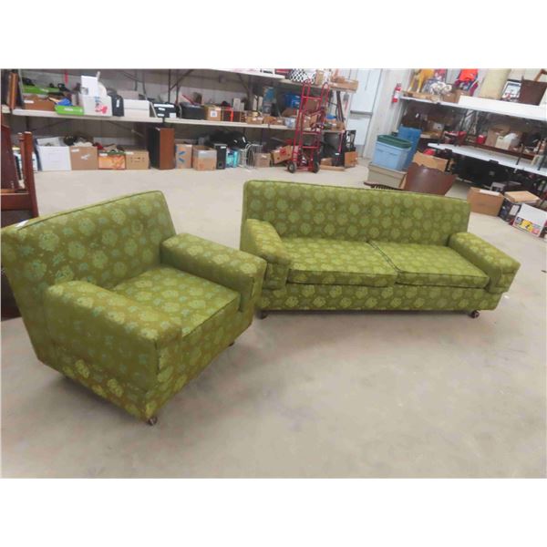 Vintage Couch 76  Wide + Matching Living Room Chair in Excellent Condition